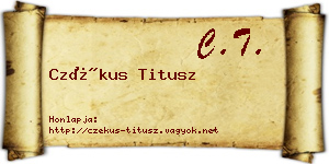 Czékus Titusz névjegykártya